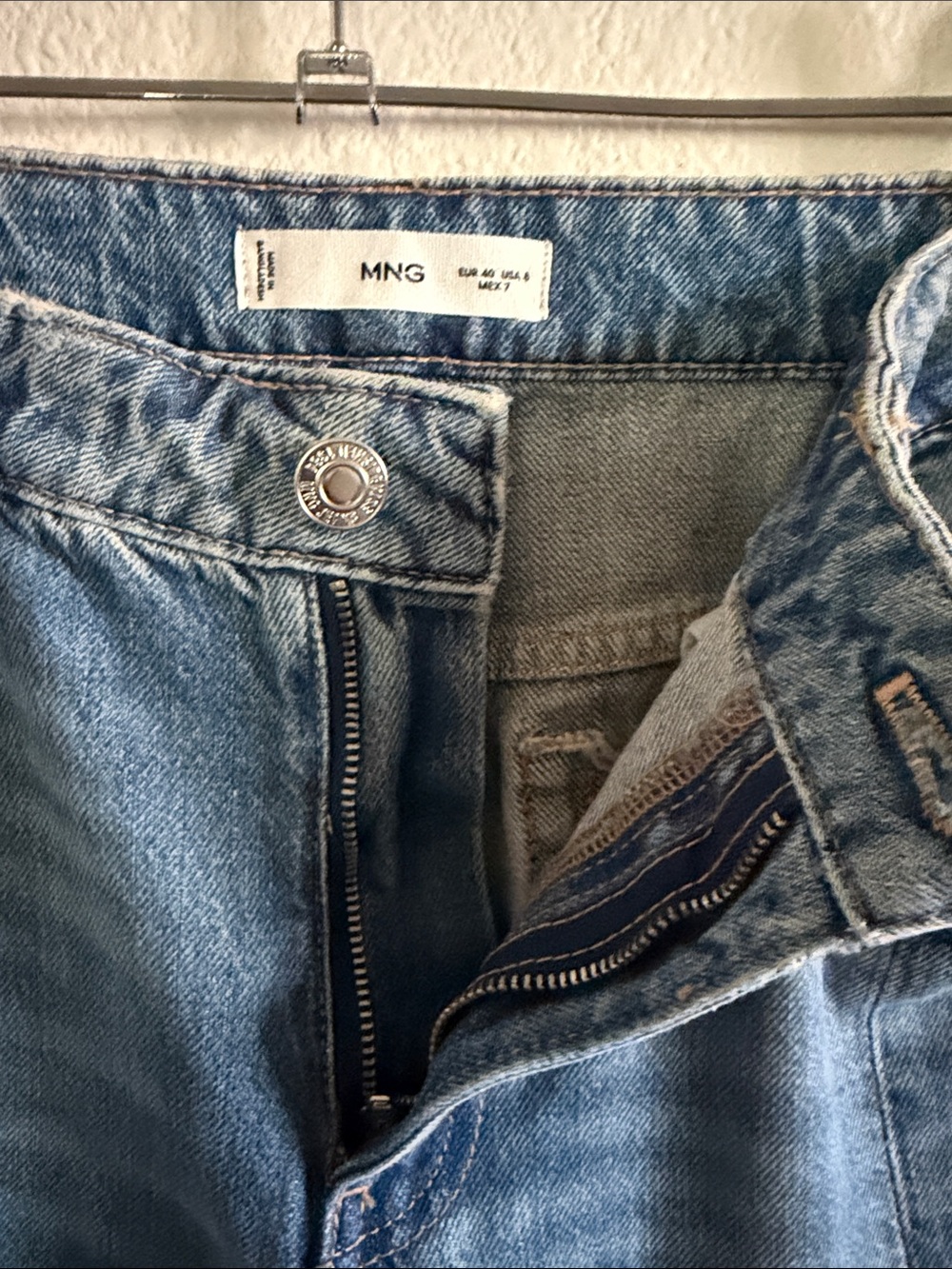 High-Waisted Straight Leg Jeans Front Seams  Medium Blue 8 Downtown Girl Y2K 90s - Picture 4 of 5